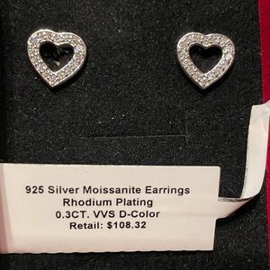 Heart-Shaped Moissanite Earrings in Silver